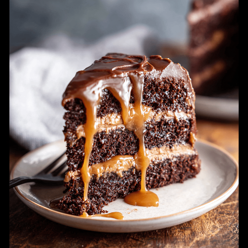 Moist Chocolate Caramel Cake