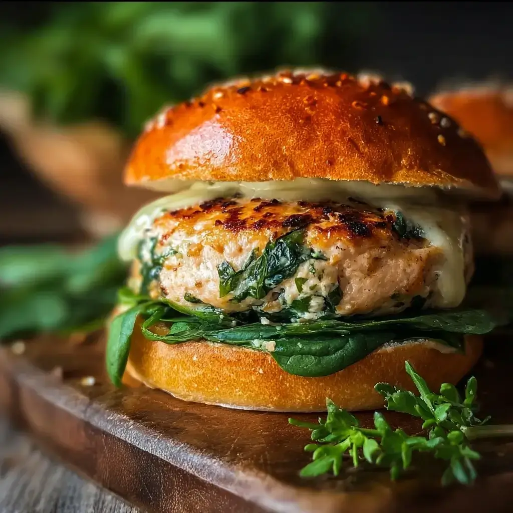 White Cheddar Spinach Chicken Burgers