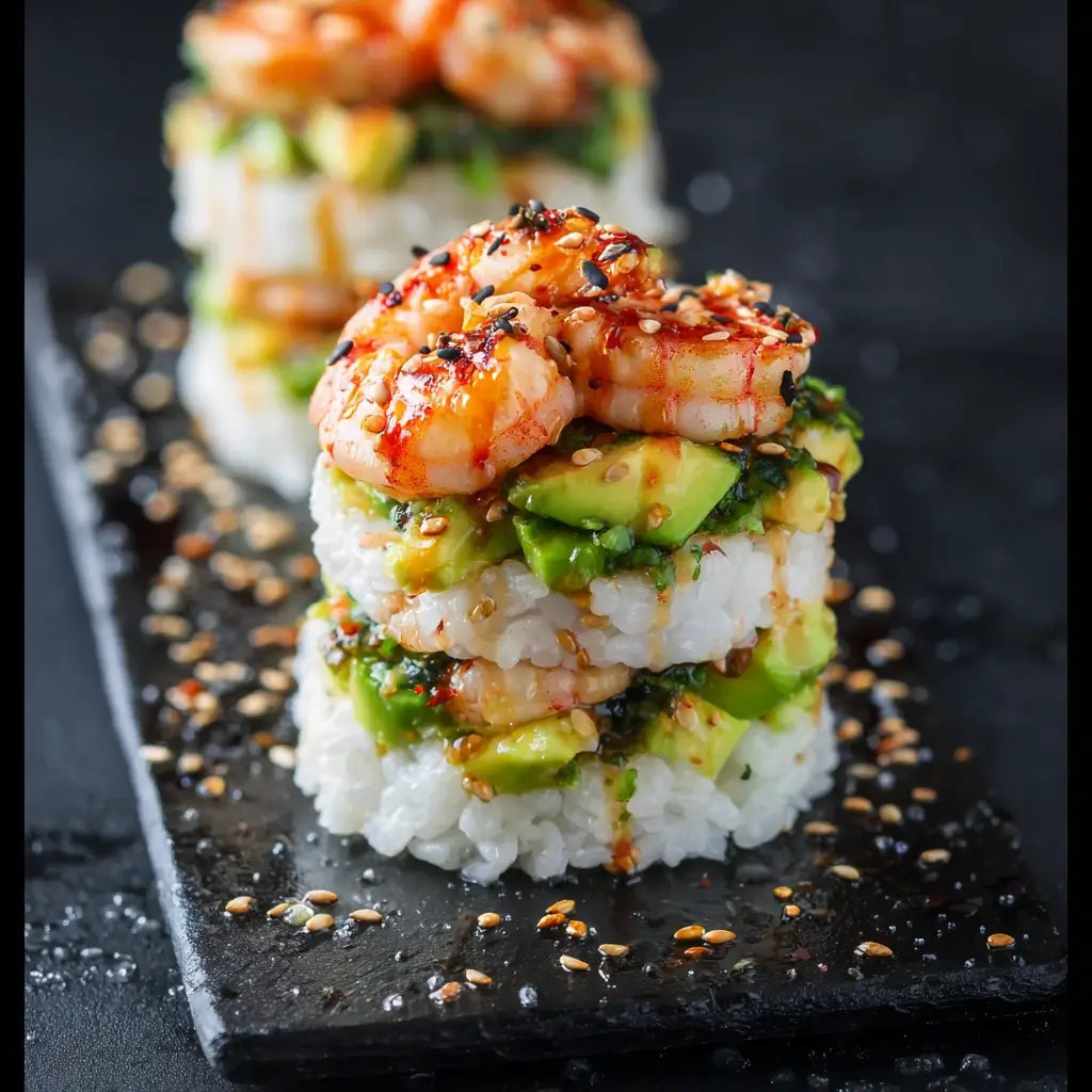 Spicy Shrimp Sushi Stacks Recipe