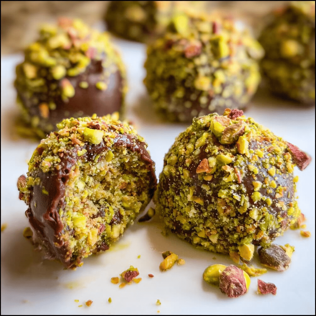 Pistachio Vegan Chocolate Truffles