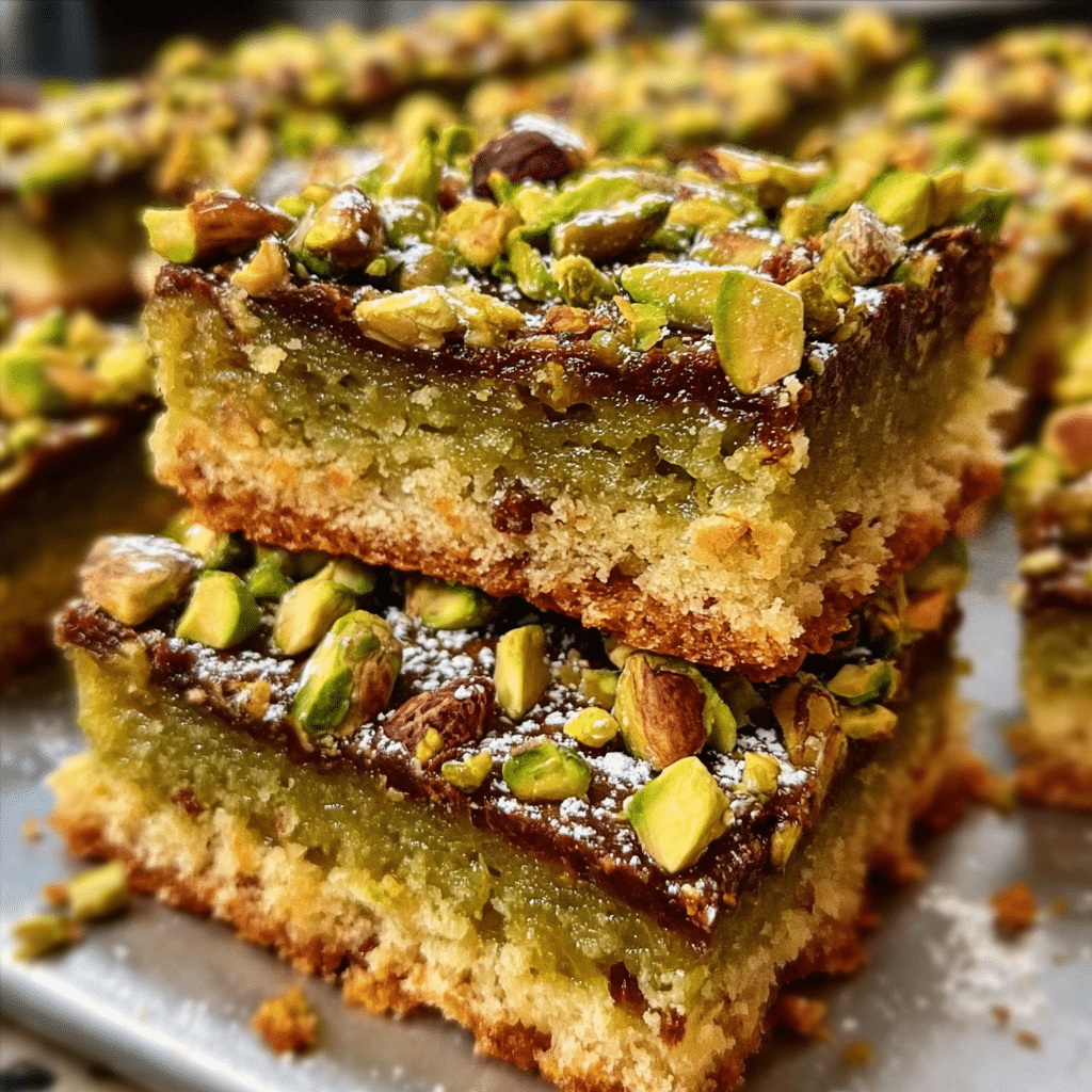 Brown Butter Dubai Pistachio Cookie Bars