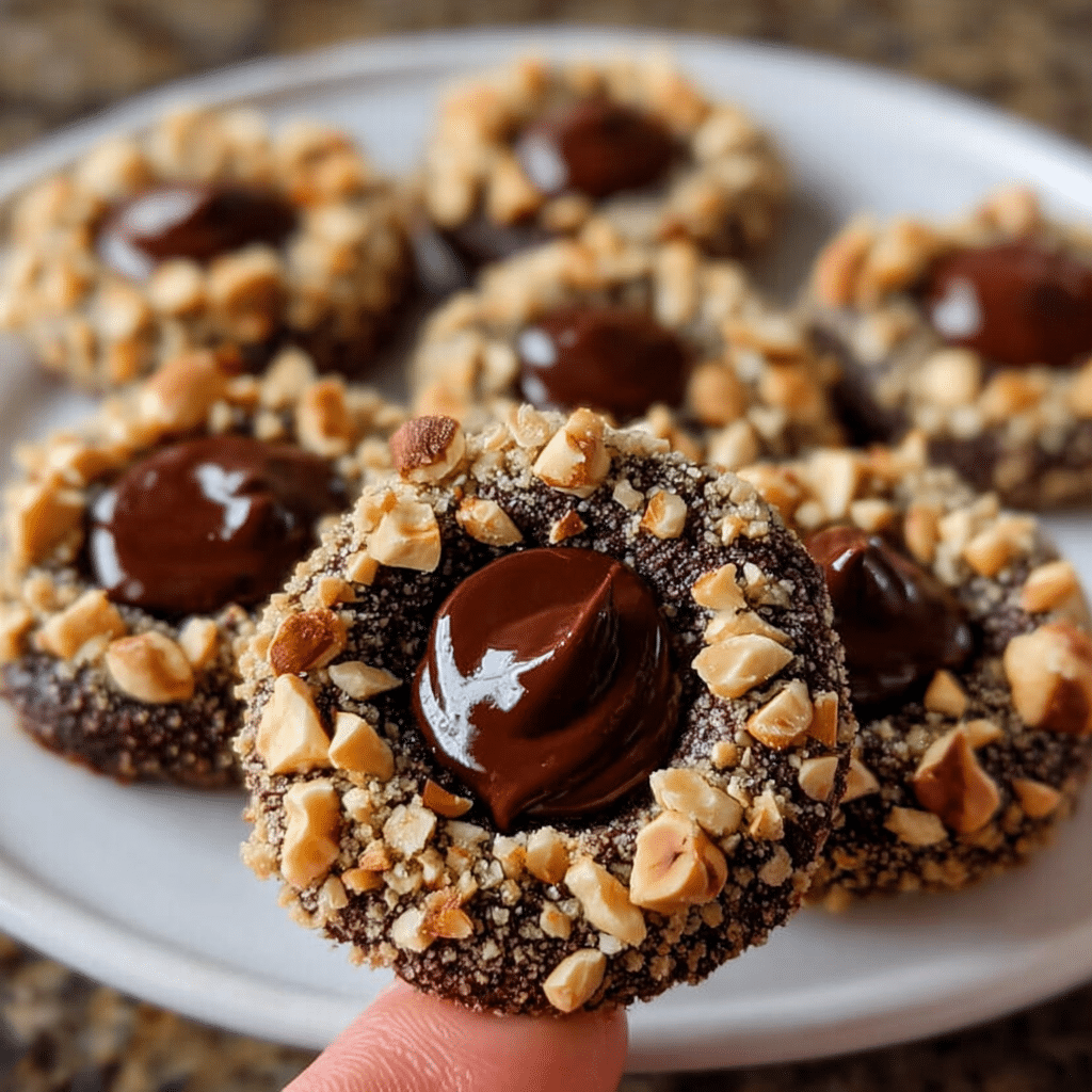 Chocolate Hazelnut Thumbprint Cookies