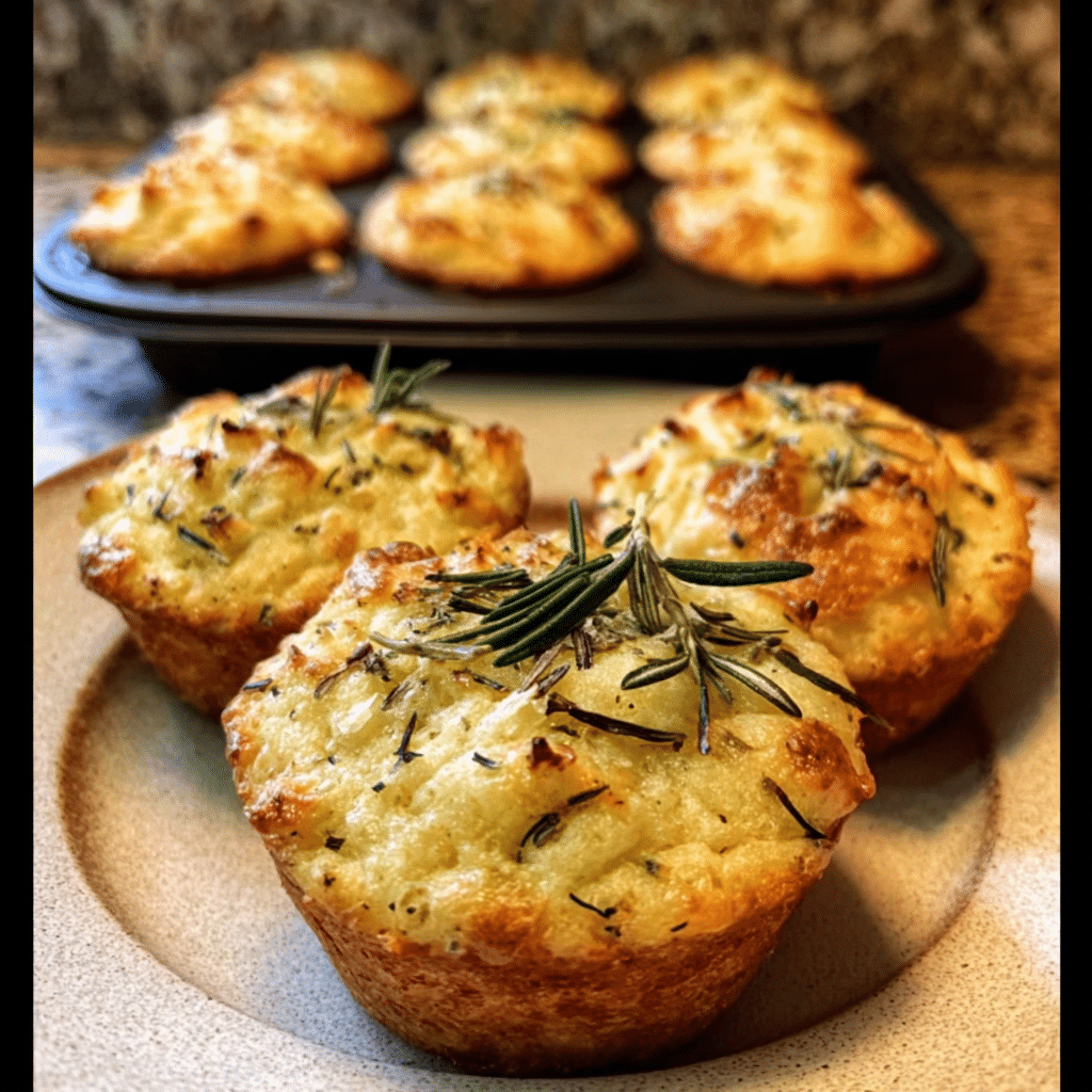 Easy Garlic Rosemary Focaccia Muffins