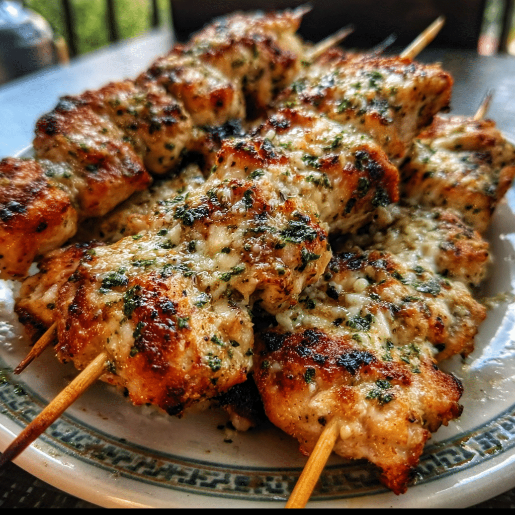 Ranch Garlic Parmesan Chicken Skewers