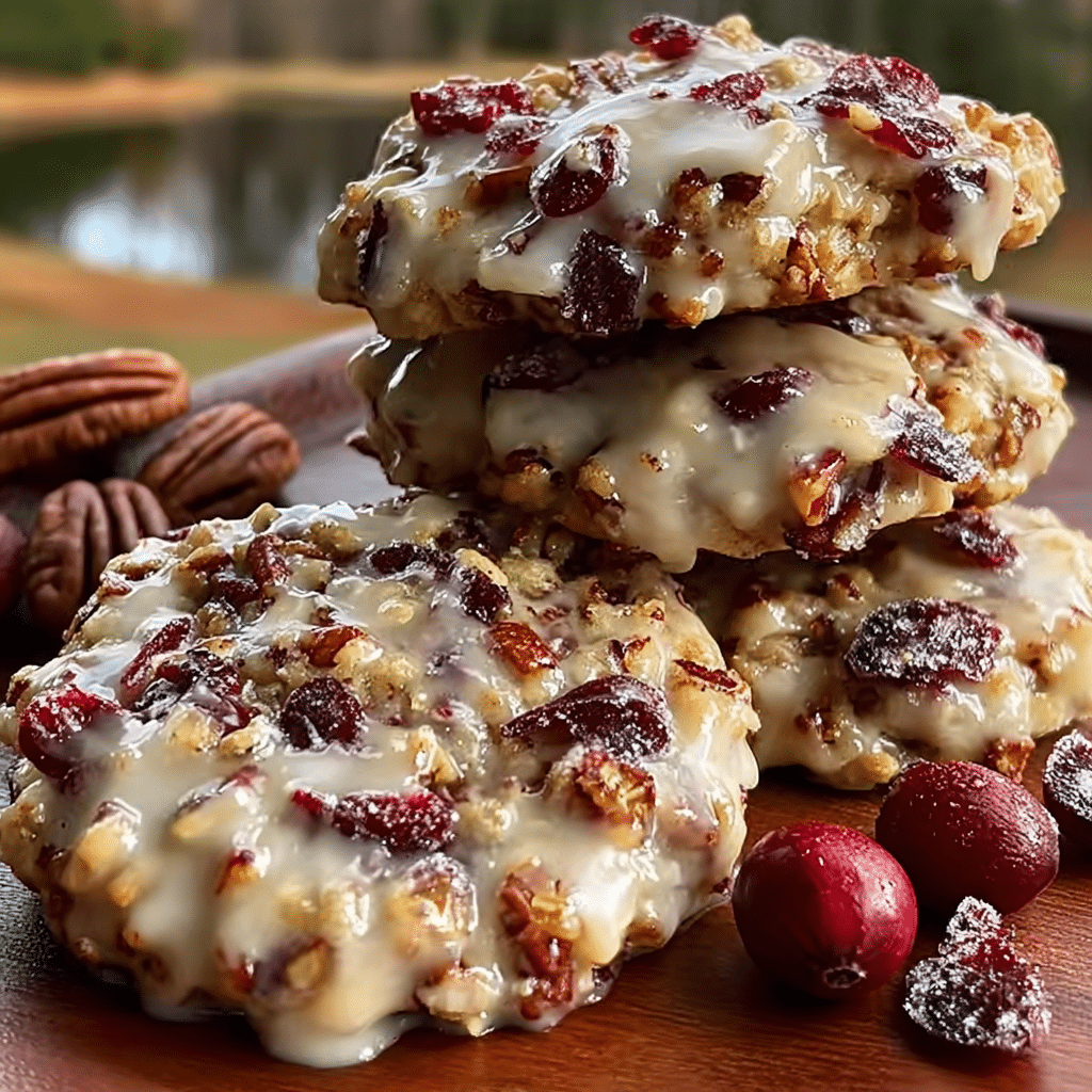No-Bake Cranberry Pecan Praline Cookies Recipe