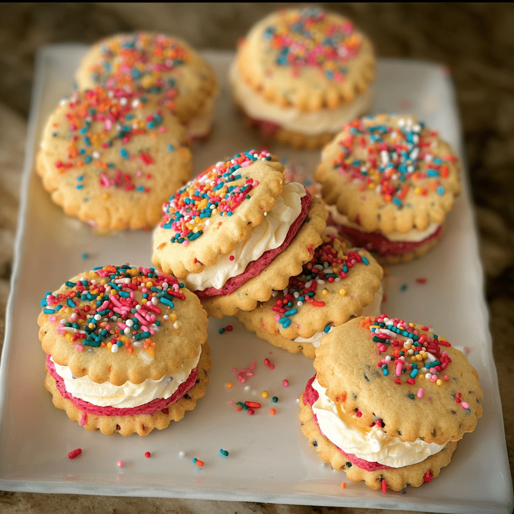 Funfetti Shortbread Sandwich Cookies
