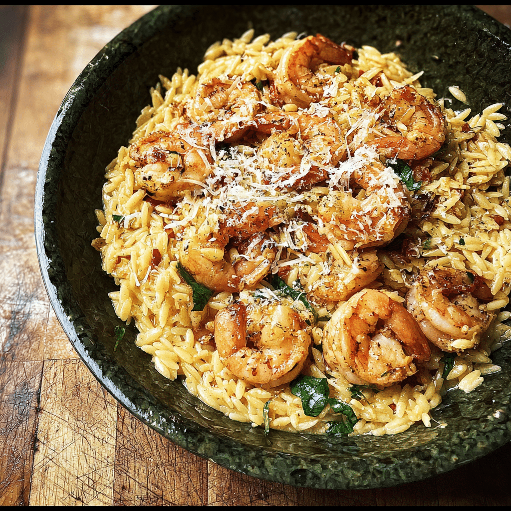 One Pan Parmesan Orzo with Shrimp