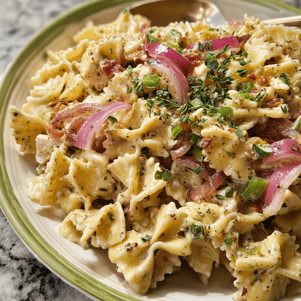 French Onion Dip Pasta Salad
