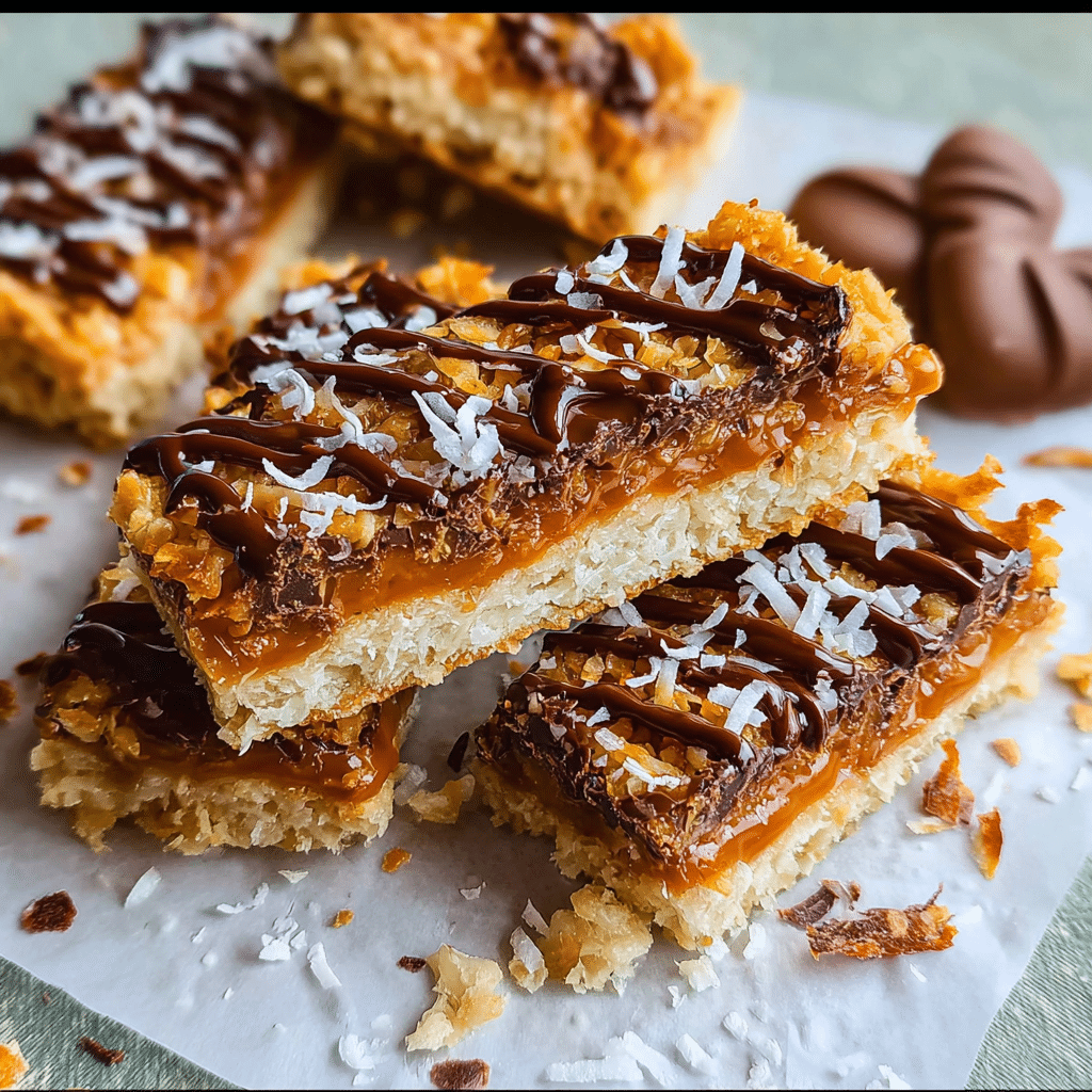 Samoas Cookie Caramel Coconut Bars