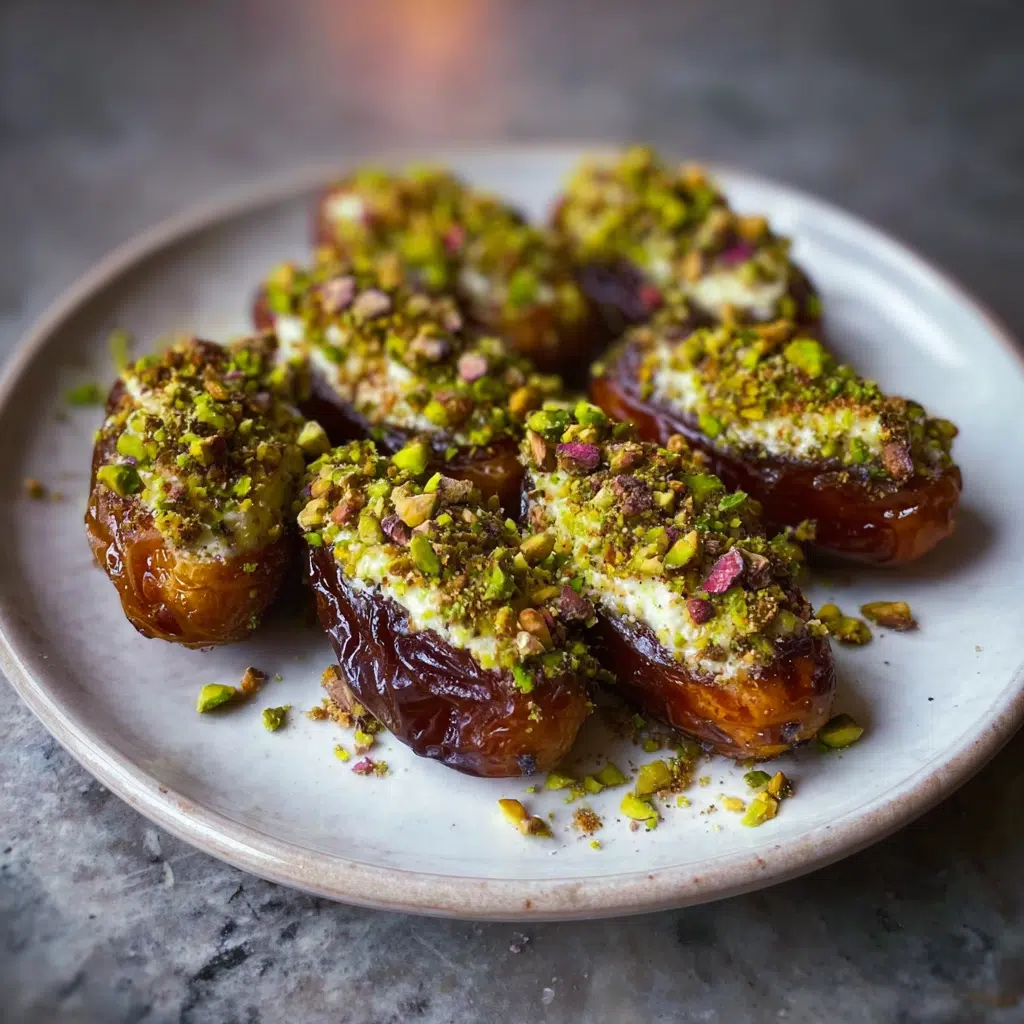Honey Pistachio Ricotta Stuffed Dates