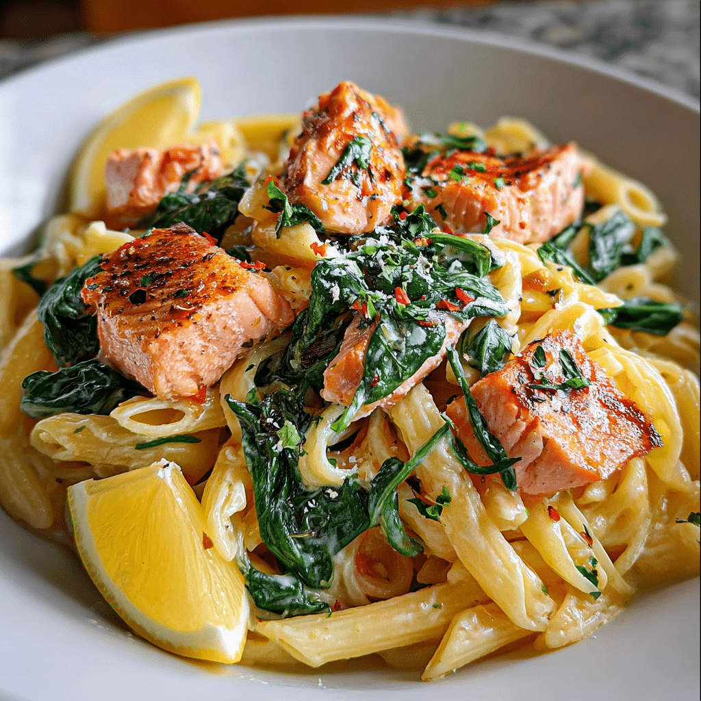 Salmon Spinach Pasta