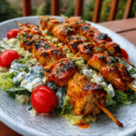 Chopped Honey Buffalo Chicken Skewer Salad