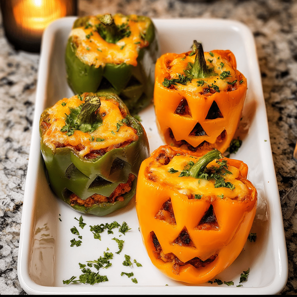 Jack O'Lantern Stuffed Peppers