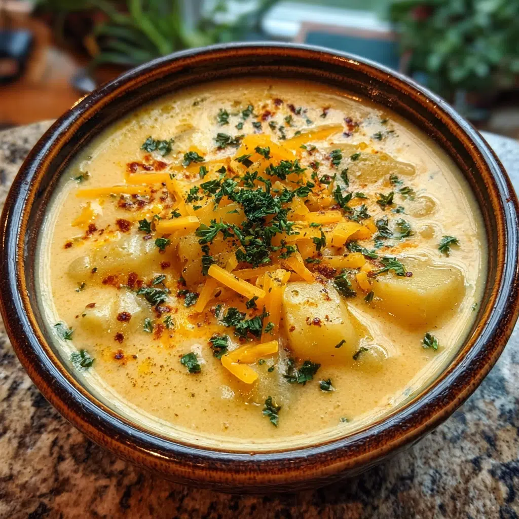 Hearty Cheddar Garlic Herb Potato Soup