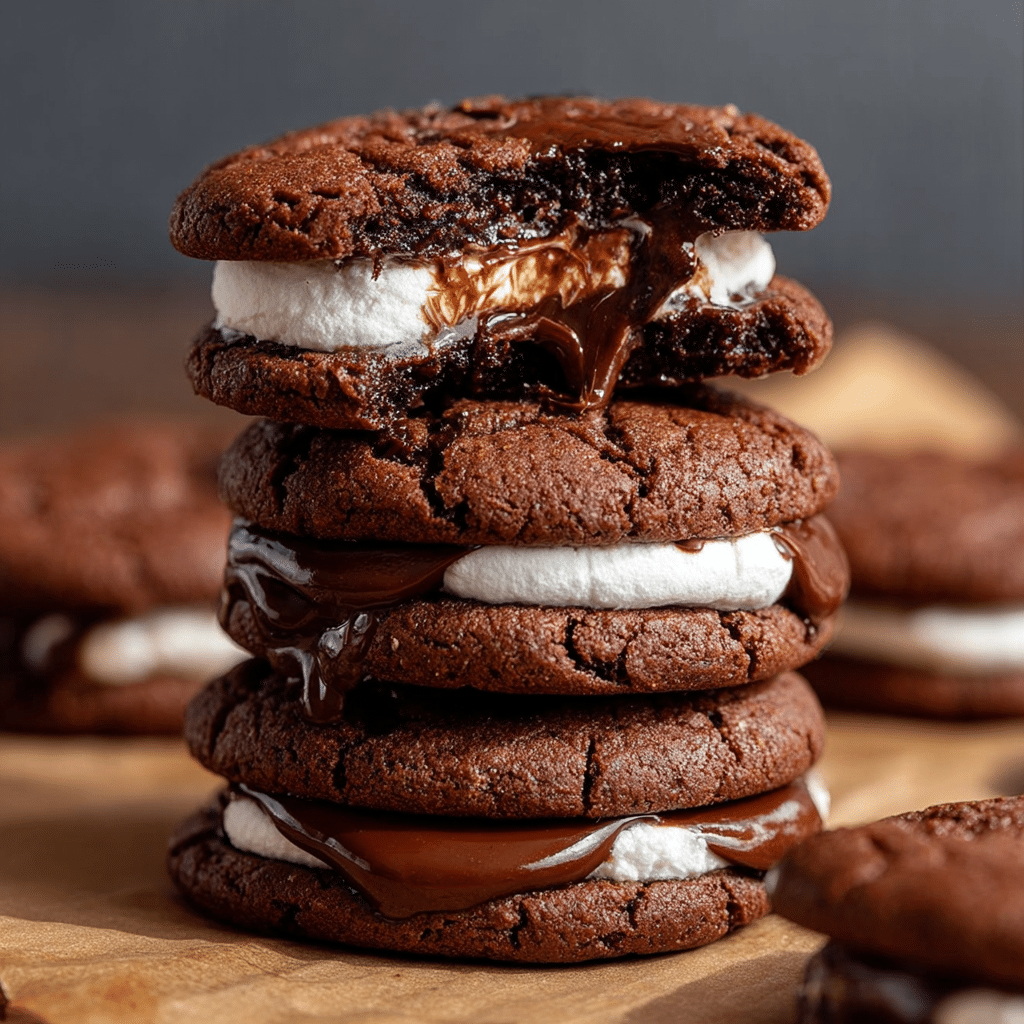 Marshmallow and Nutella Stuffed Chocolate Cookies