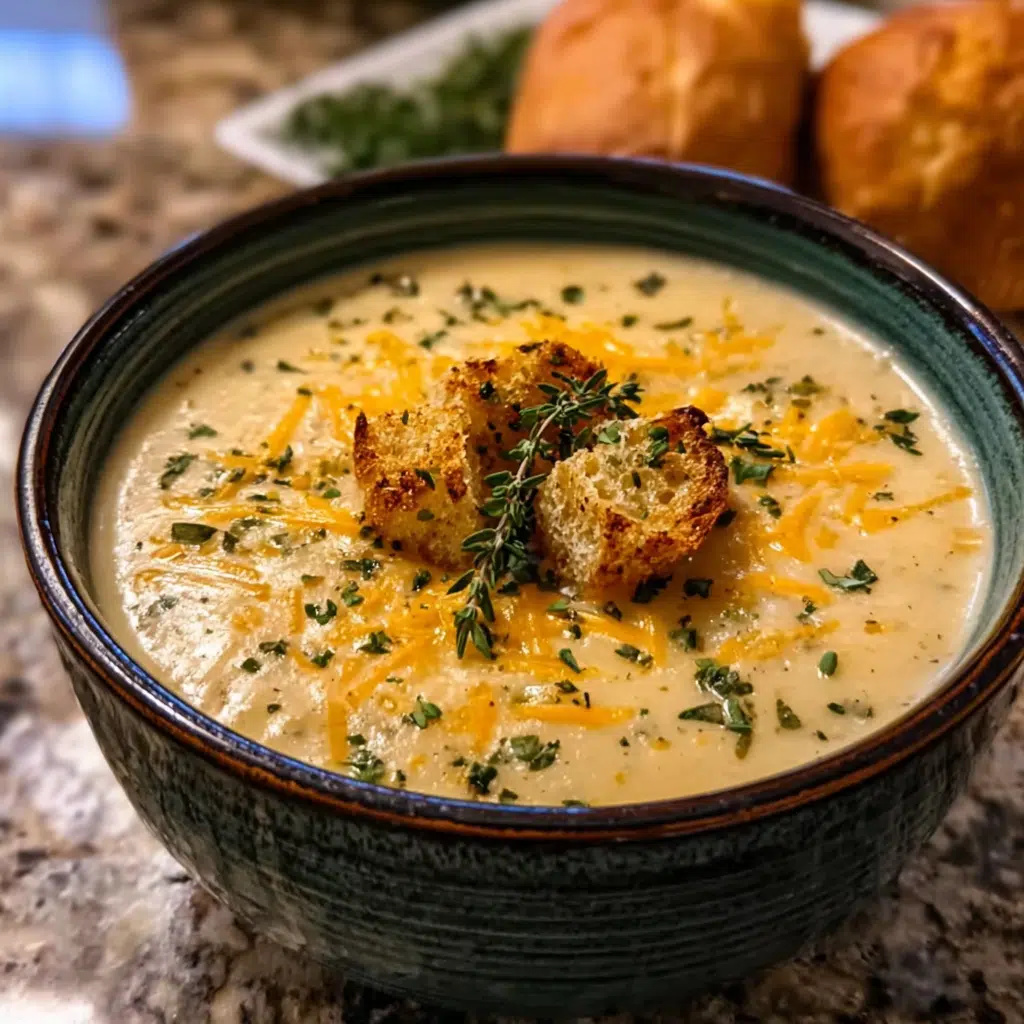 Hearty Cheddar Garlic Herb Potato Soup