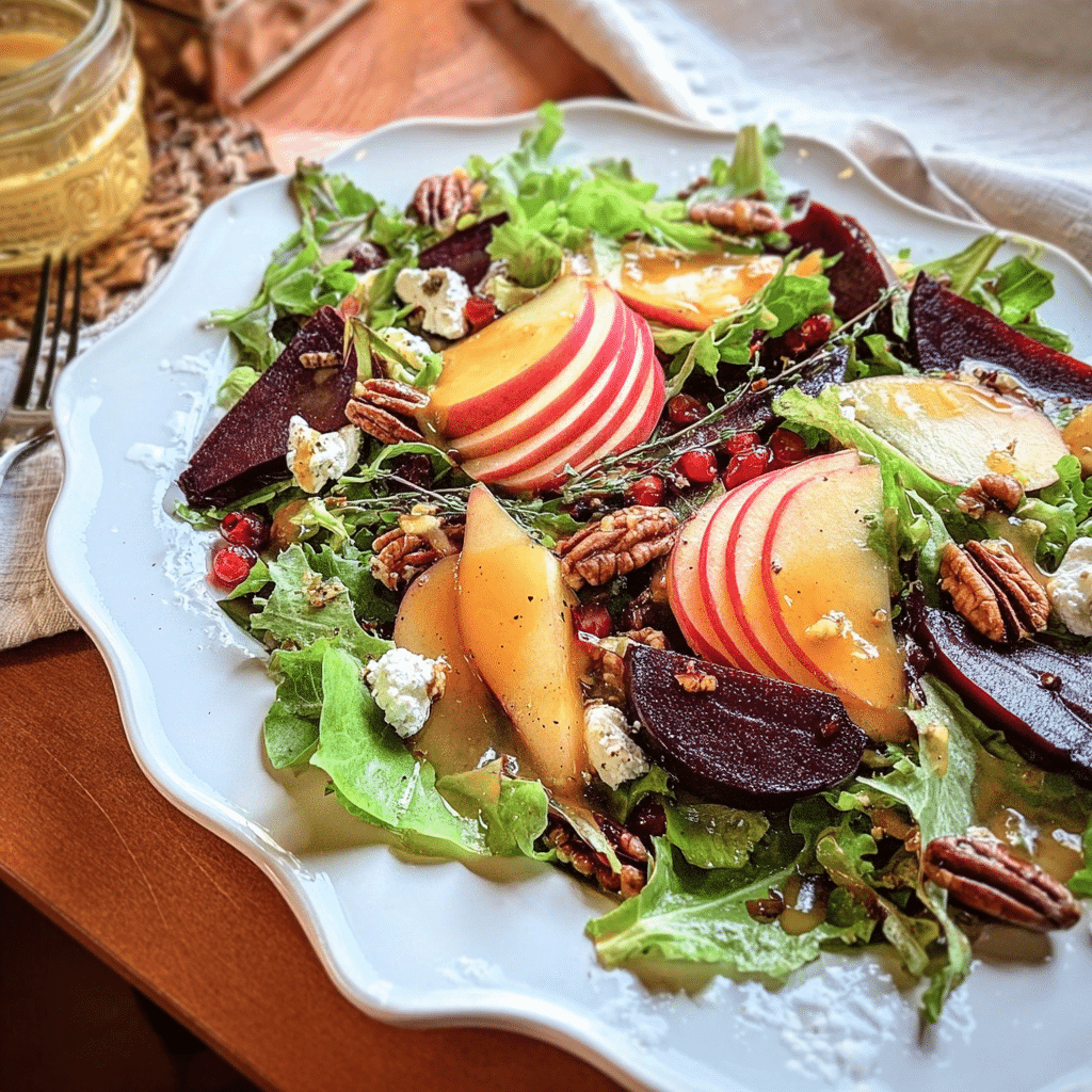 Thanksgiving Salad with Beet, Pear & Apple Cider Vinaigrette