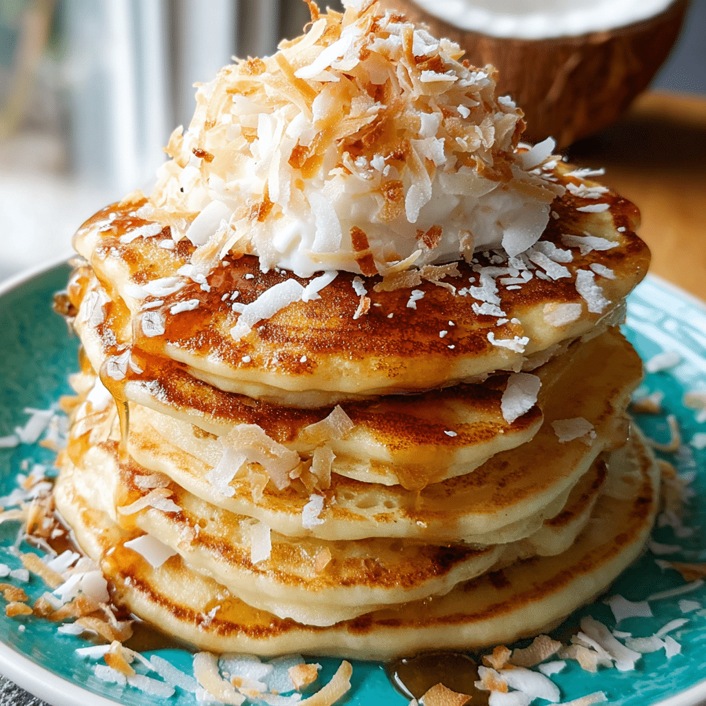 Sweet Coconut Cream Pancakes
