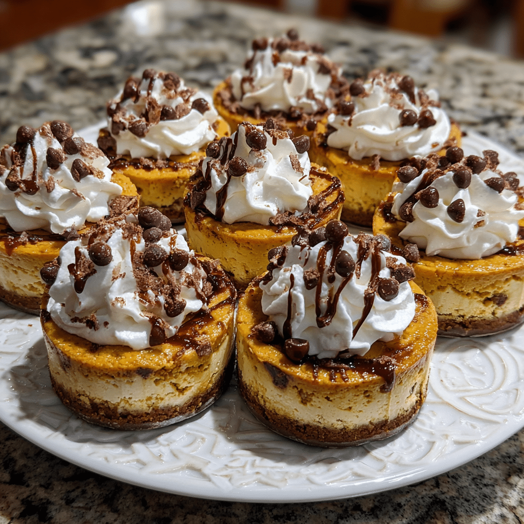 Mini Chocolate Chip Pumpkin Cheesecakes