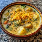 Hearty Cheddar Garlic Herb Potato Soup