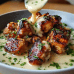 Creamy Garlic Sauce with Grilled Chicken Bites