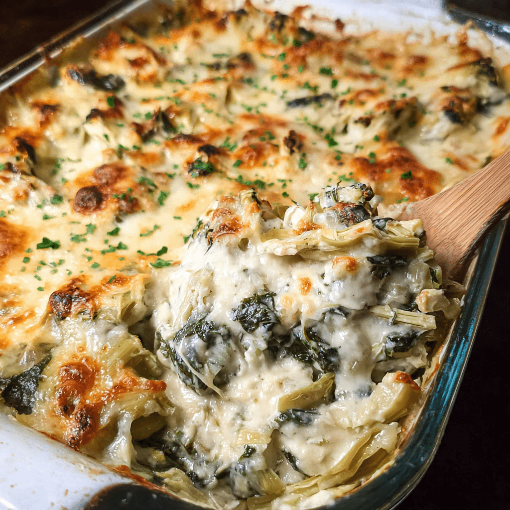 High Protein Spinach Artichoke Bake