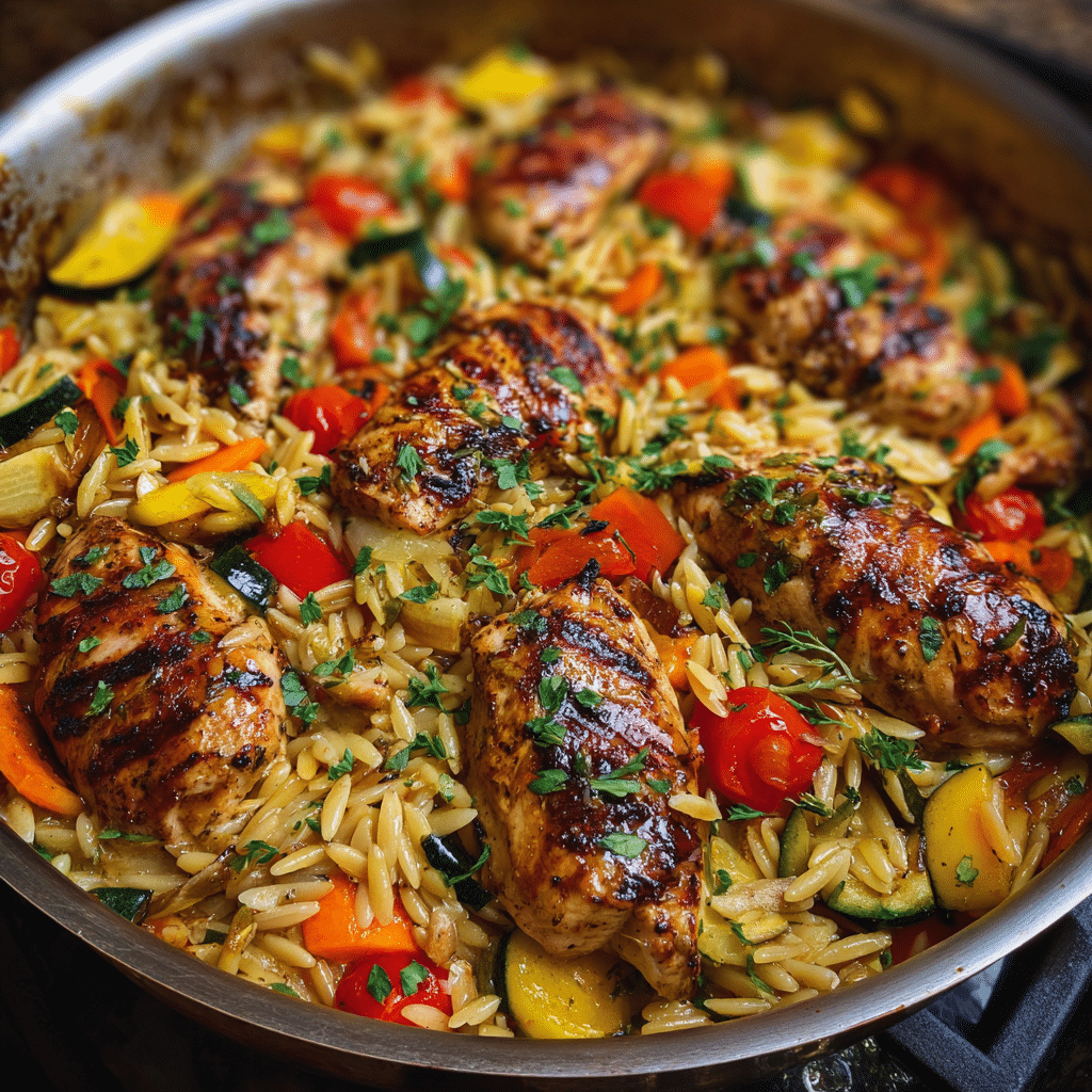 Easy One-Pan Balsamic Chicken Orzo with Vegetables
