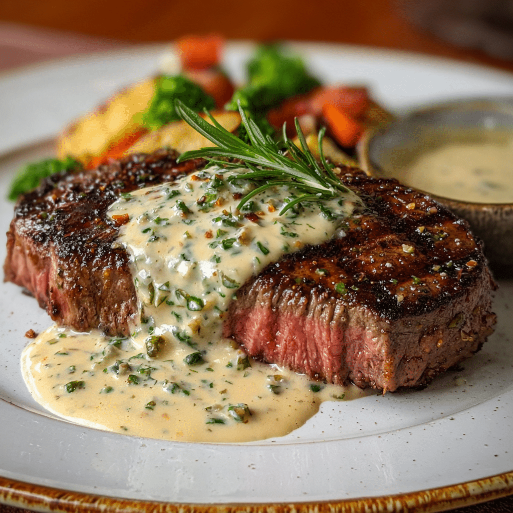 Steak Beef with Garlic Cream Sauce
