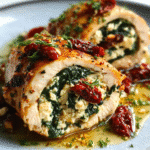 Rolled Up Chicken With Feta Spinach And Sun Dried Tomatoes