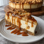 Salted Caramel Apple Pie Cheesecake combines creamy cheesecake
