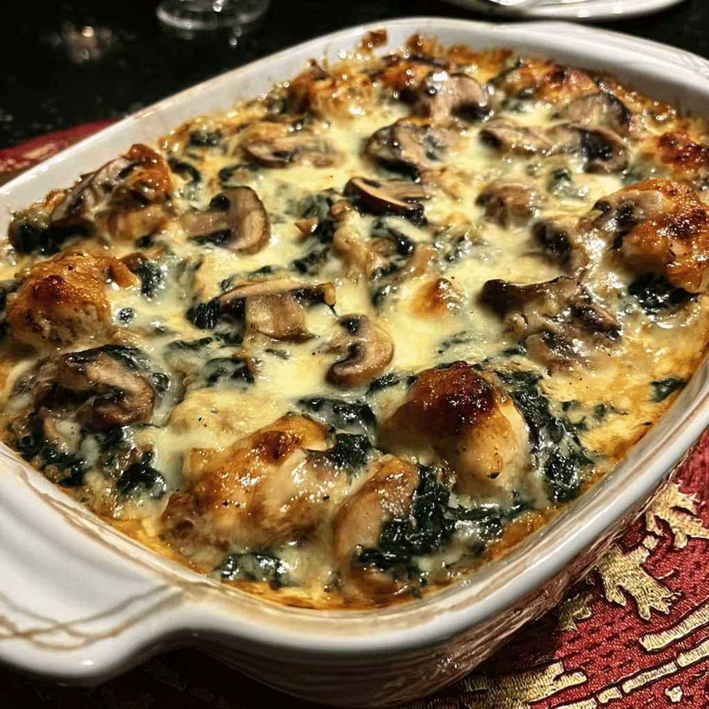 Creamy Chicken Spinach Mushroom Casserole Recipe