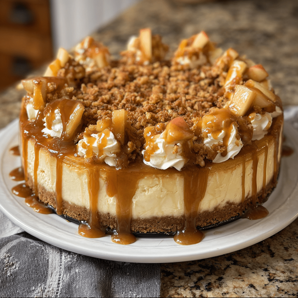 Salted Caramel Apple Pie Cheesecake combines creamy cheesecake