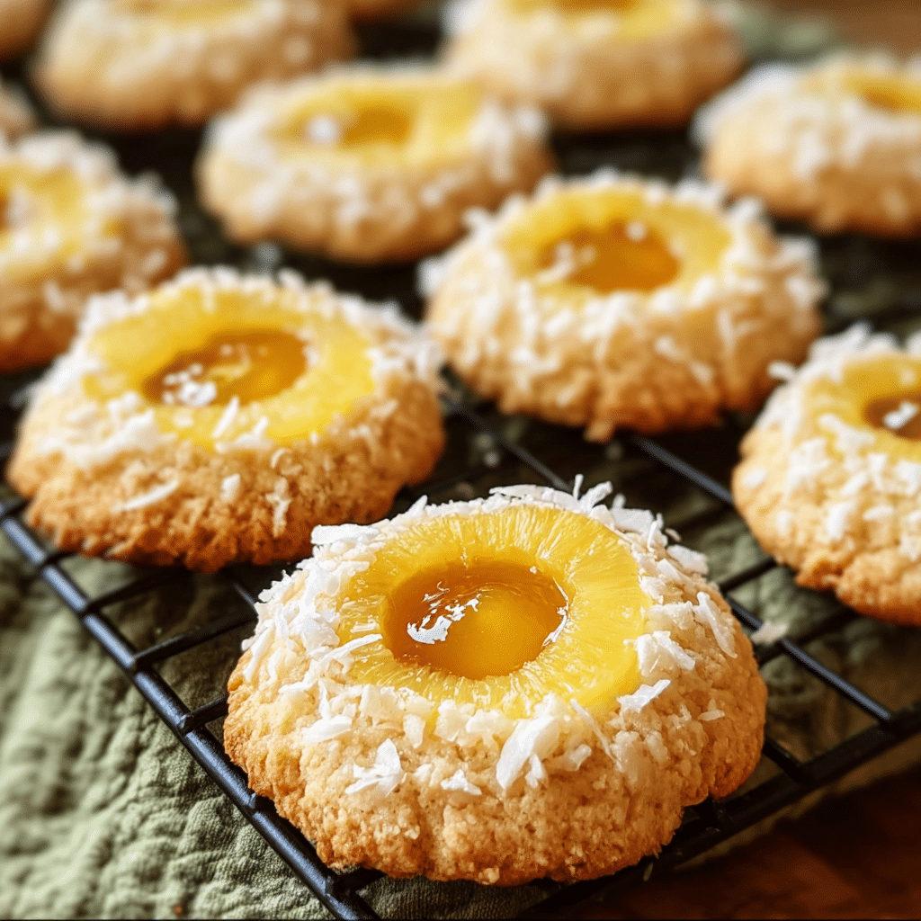 Hawaiian Pineapple Coconut Thumbprint Cookies