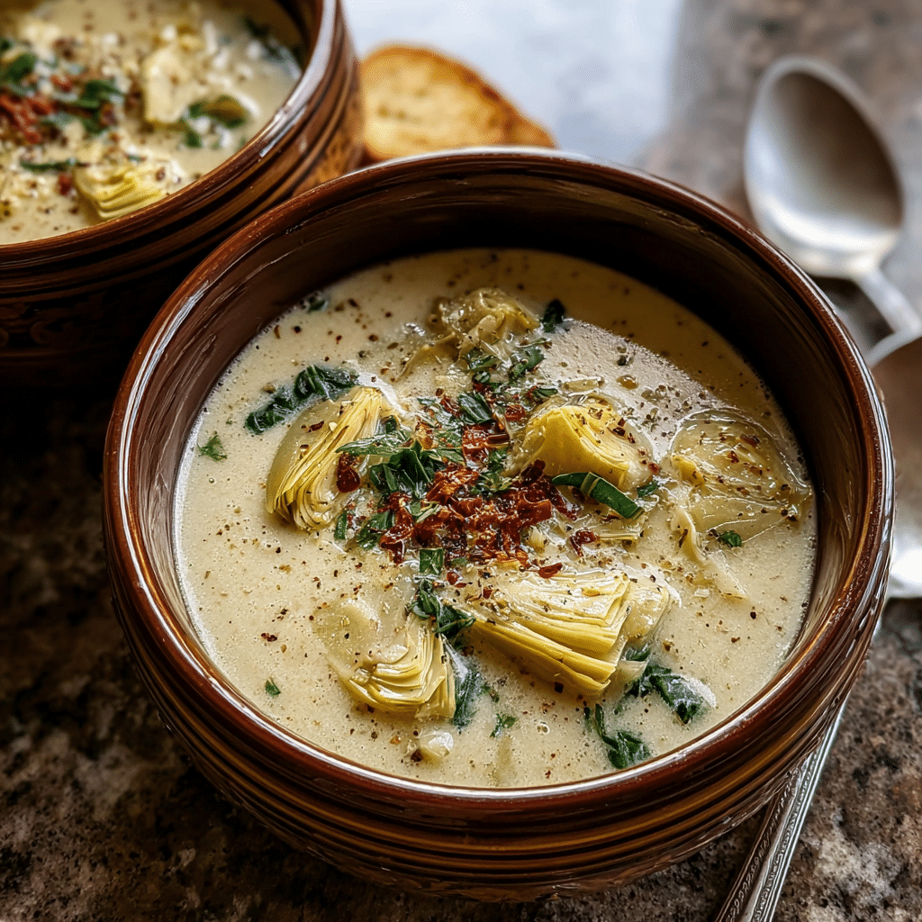 Creamy Lemony Tuscan Artichoke Soup Recipe