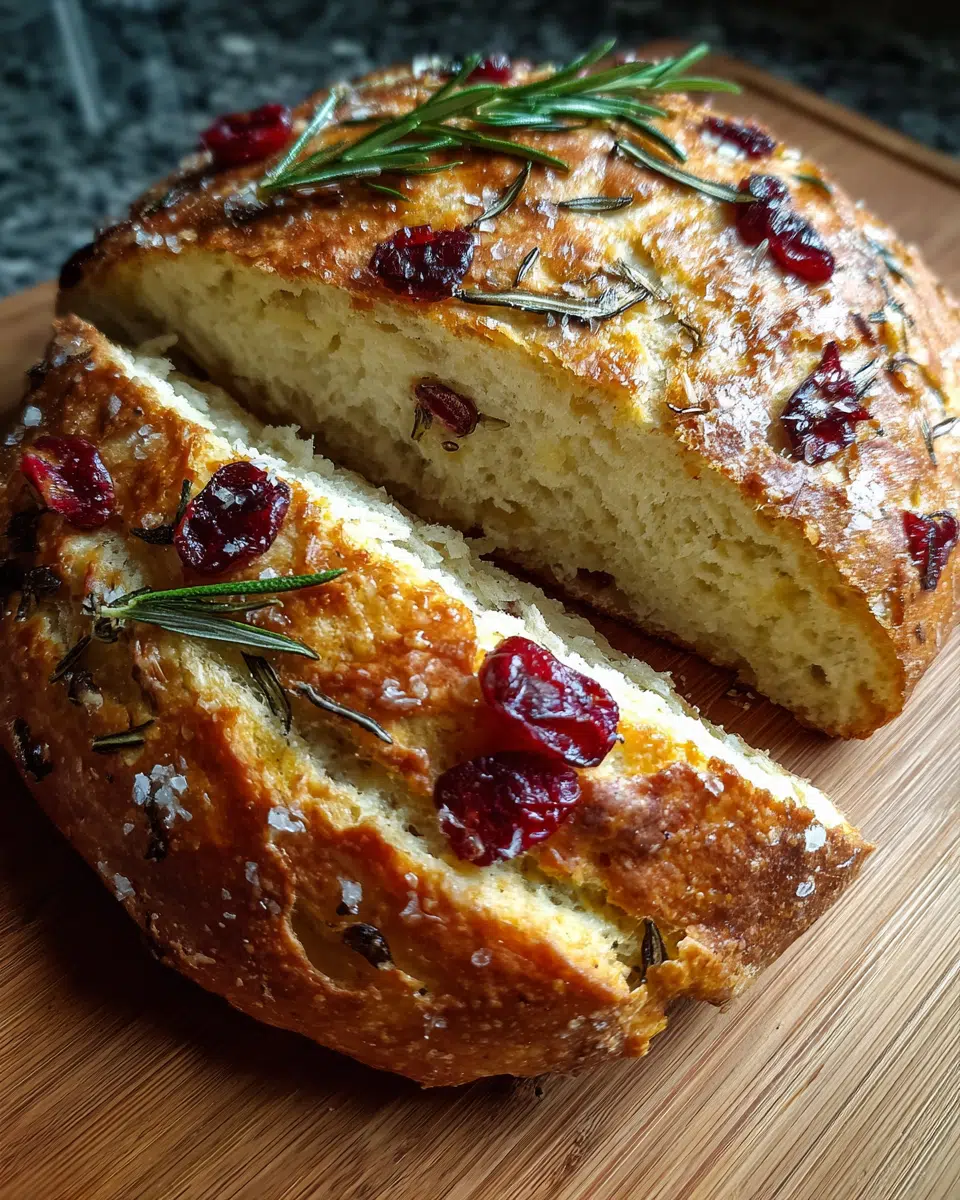 No-Knead Rosemary Cranberry Bread: Bake Like a Pro!