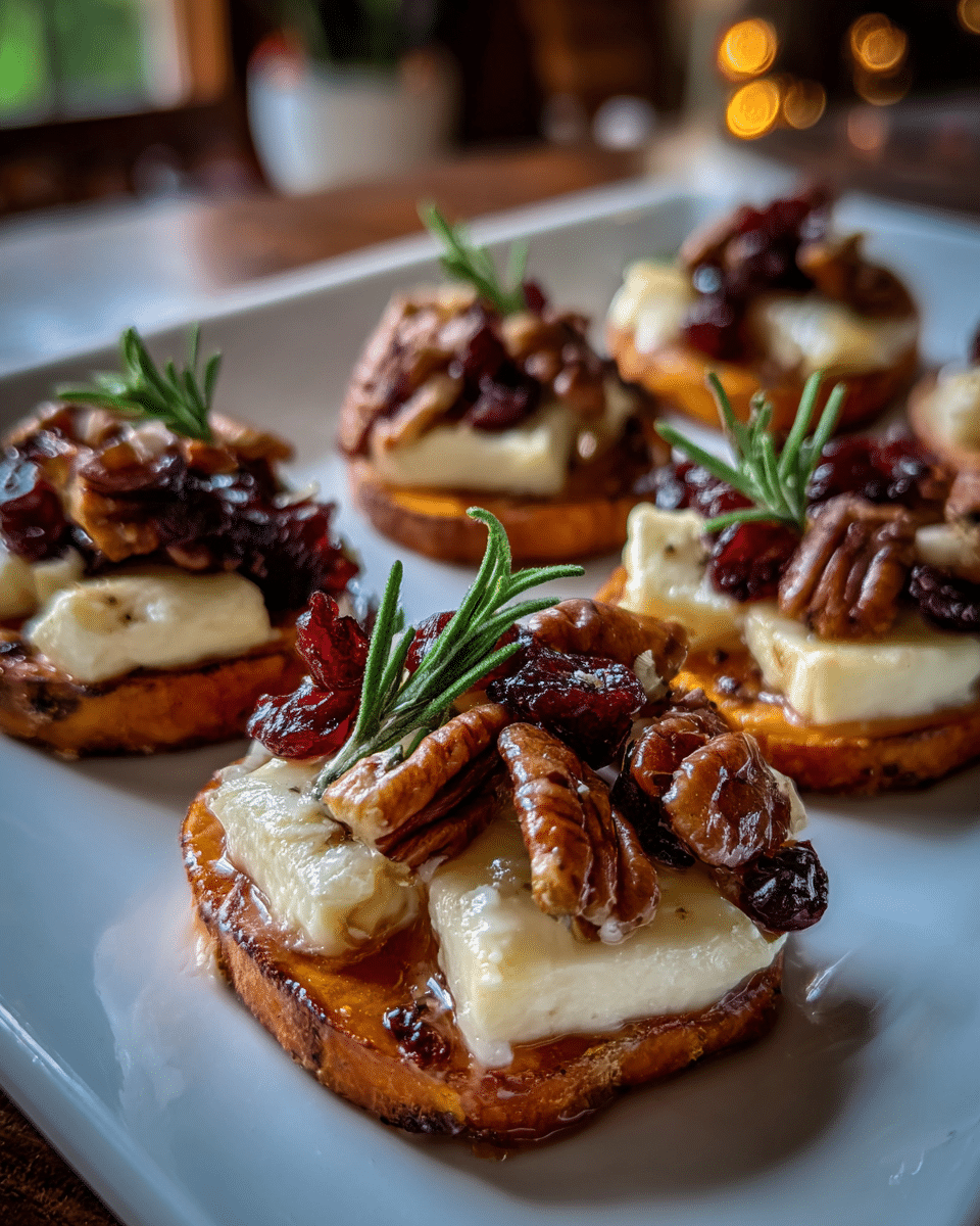 Sweet Potato Rounds: Brie, Cranberry & Pecan Magic!