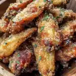 Crispy Air Fryer Parmesan Wings served with a dipping sauce