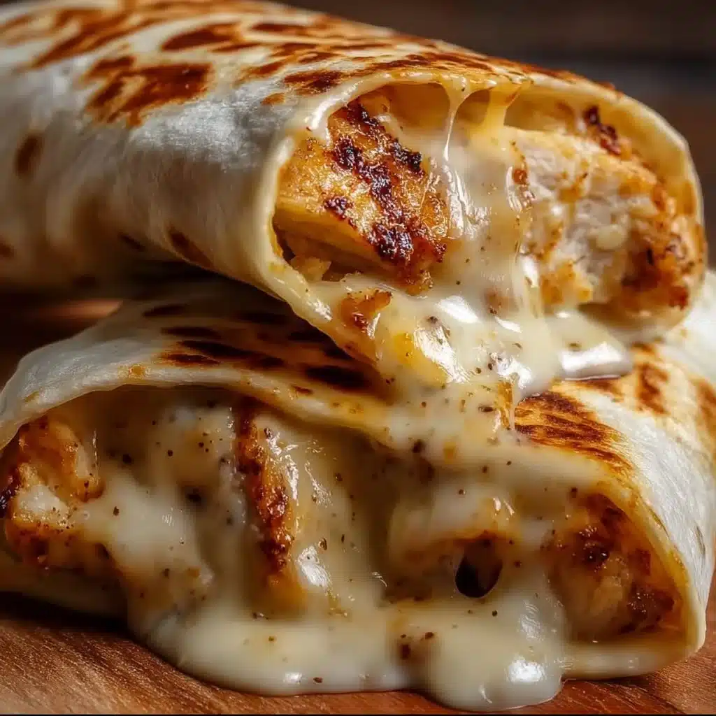 Cheesy garlic chicken wraps filled with flavorful ingredients