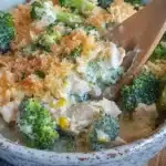 Delicious Chicken Divan broccoli casserole baked and ready to serve
