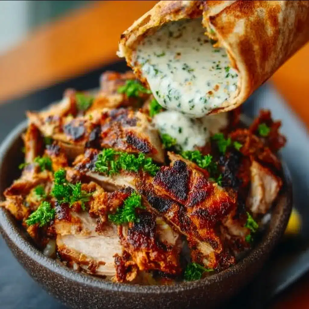 Delicious Chicken Shawarma served with creamy garlic sauce