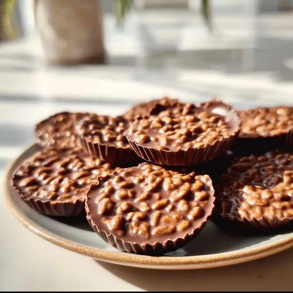 Delicious Chocolate Peanut Butter Crunch Cups topped with crispy textures.