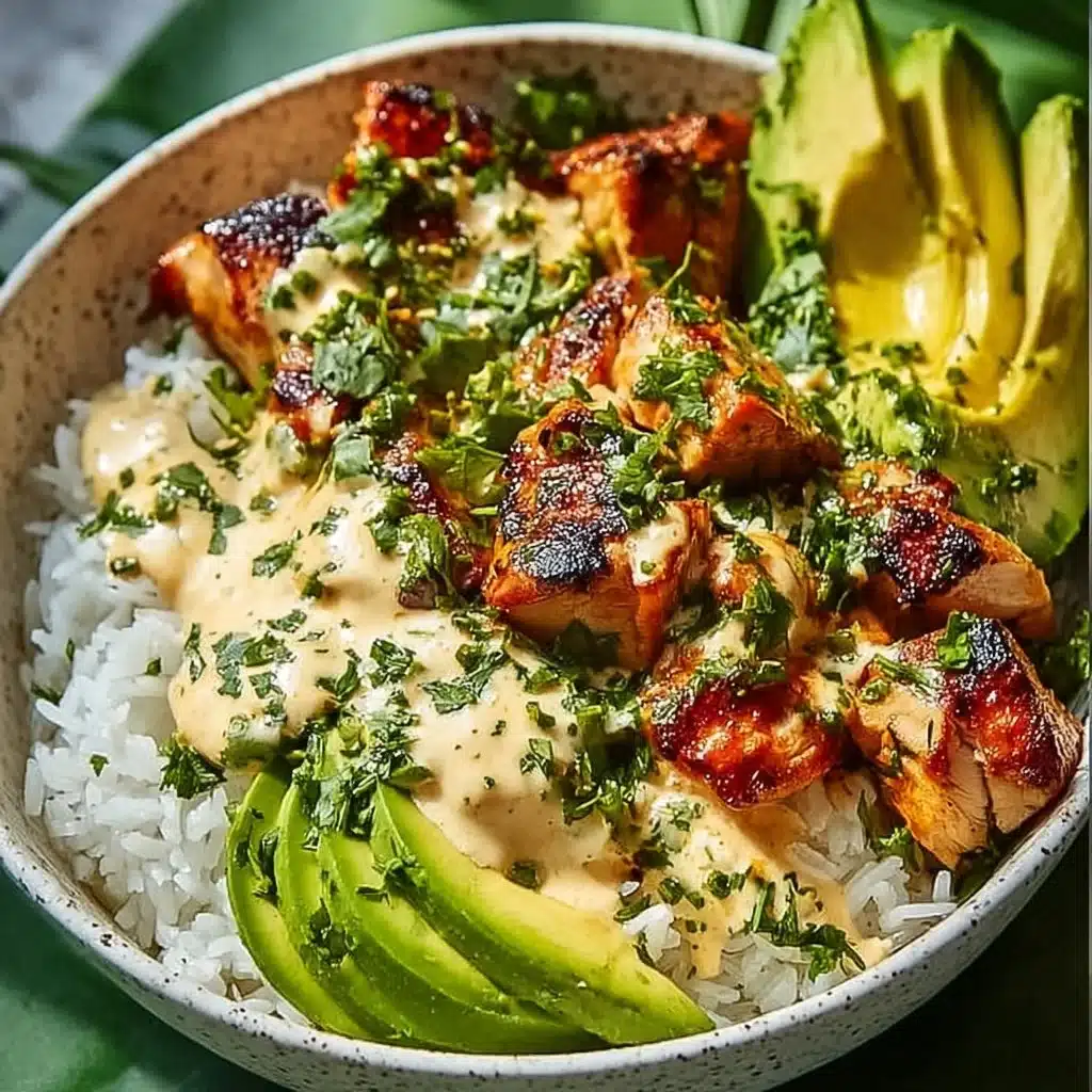 Delicious Coconut Chicken Rice Bowl with tender chicken and vibrant ingredients