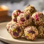 Cranberry Pistachio Energy Bites made with healthy ingredients