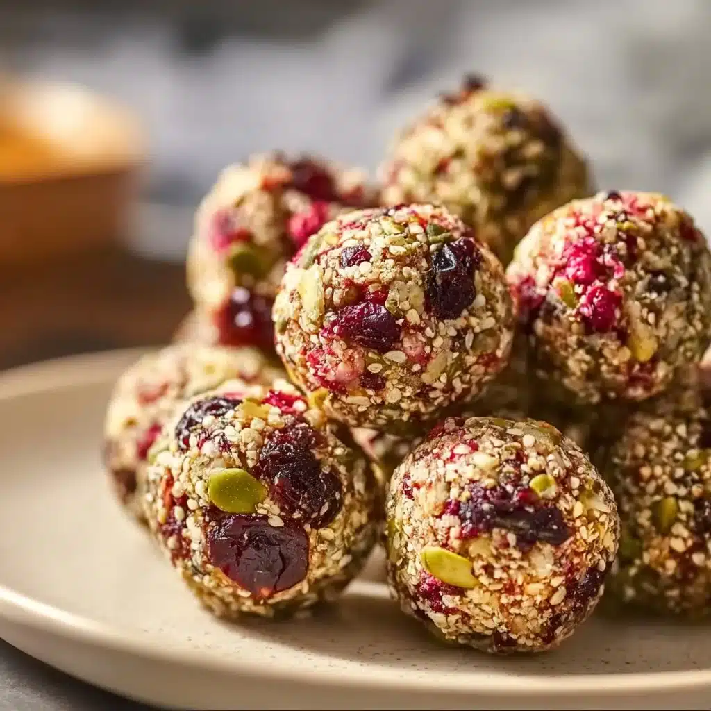 Cranberry Pistachio Energy Bites made with healthy ingredients