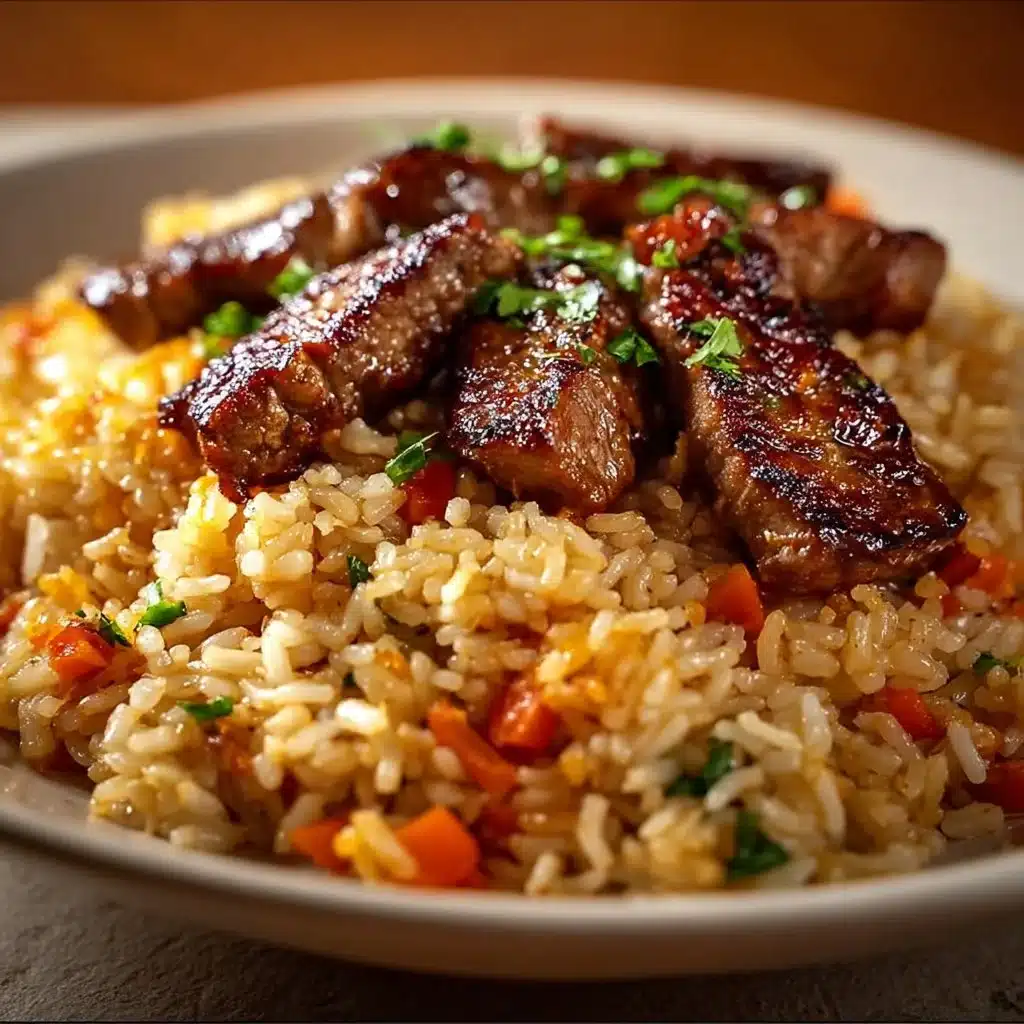 Bowl of Texas Roadhouse seasoned rice garnished with herbs
