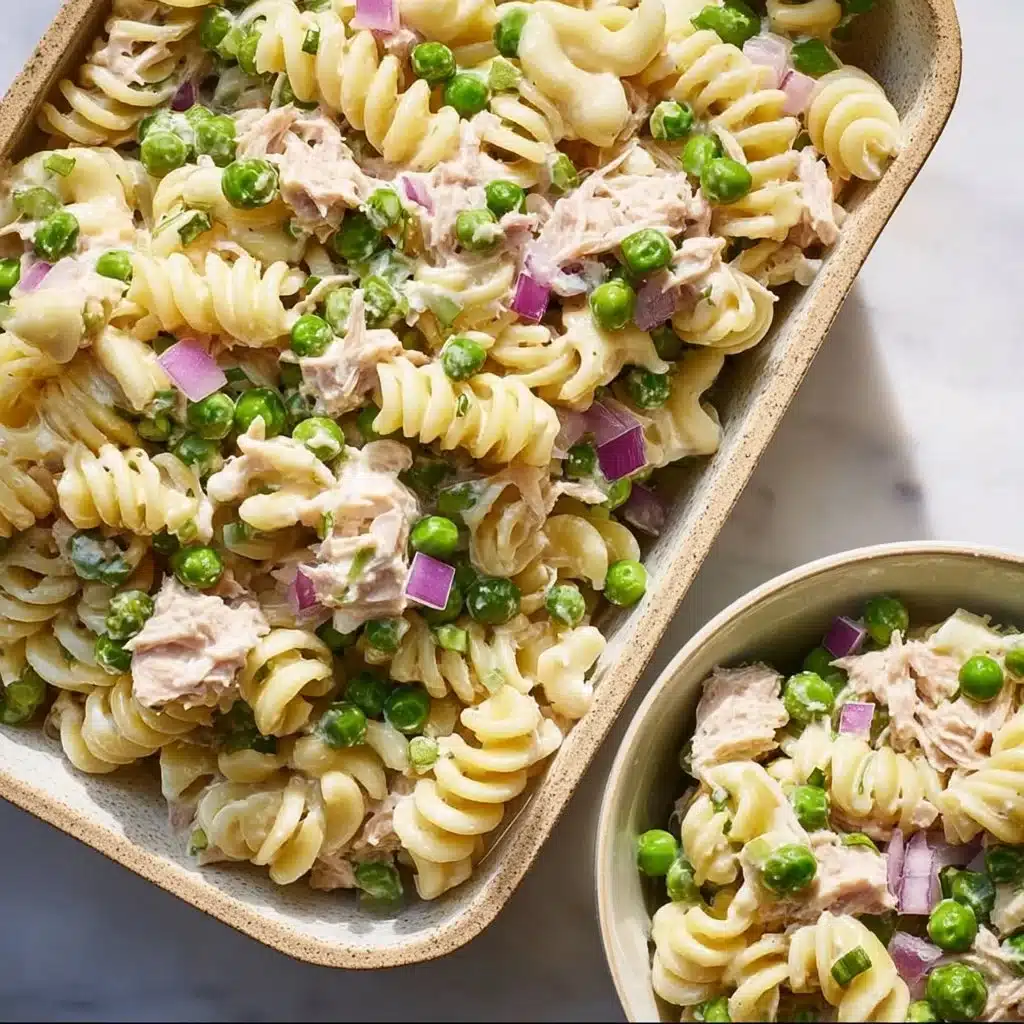 Delicious Dill Tuna Pasta Salad with fresh ingredients and vibrant colors.