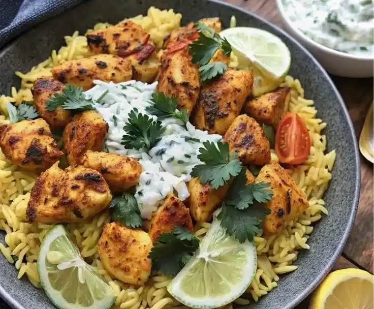 Dump and Bake Chicken Tzatziki Rice