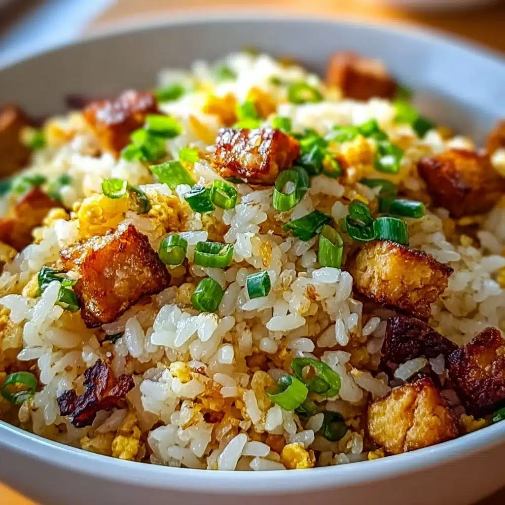 Bowl of homemade hibachi fried rice with vegetables and eggs