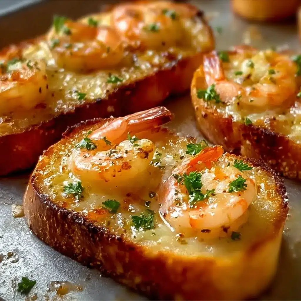 Delicious seafood garlic toast topped with herbs and spices