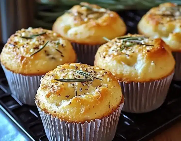 Garlic Rosemary Focaccia Muffins – Easy Mini Focaccia Recipe